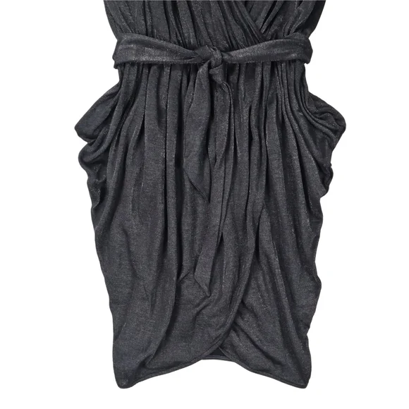 Armani Exchange Dress Black Mettalic Draped Gathered Belt Size XS - Picture 3 of 14